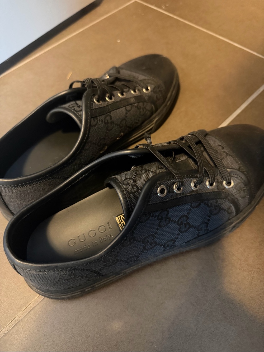 Gucci Black GG Canvas Low-Top Sneakers